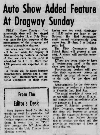 Ubly Dragway - 1963 Auto Show Article (newer photo)